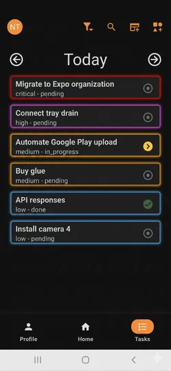 TaskSolver Home Screen - Dashboard with reminders, categories, and Priority Board